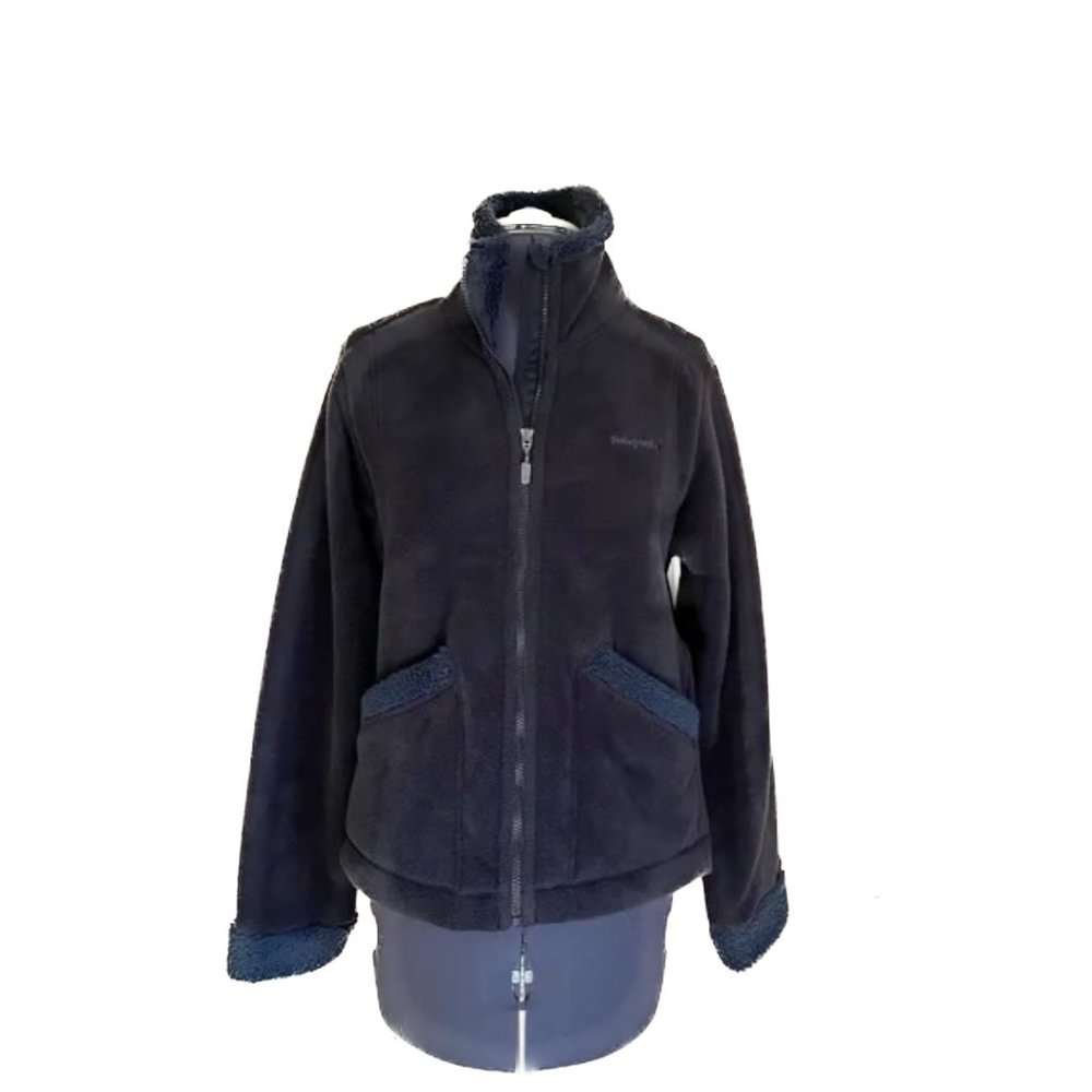 Rare Patagonia Synchilla Windzone Jacket w/ Velour Like Fleece Women Small Black - Picture 3 of 12